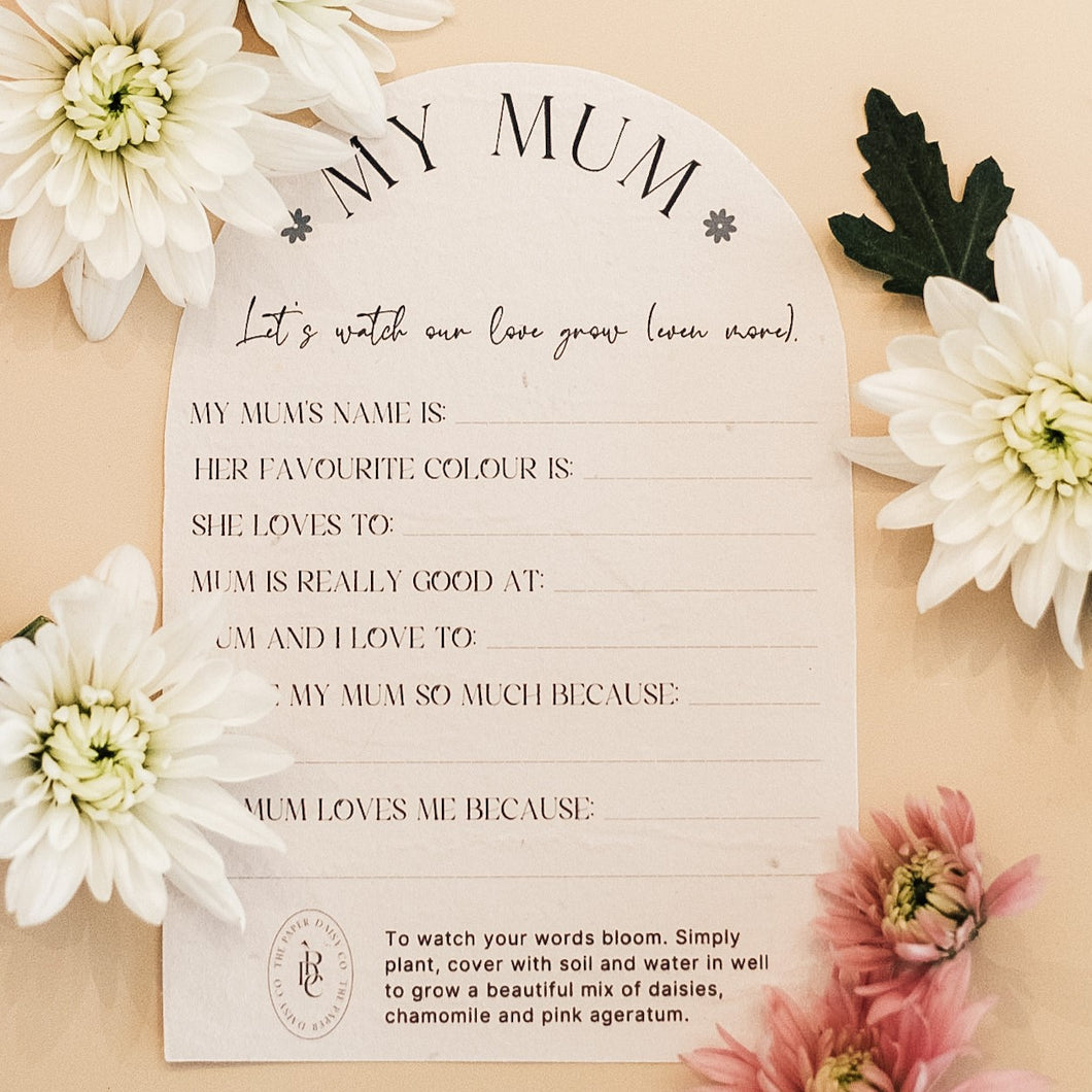 Plantable 'My Mum' - Story Card